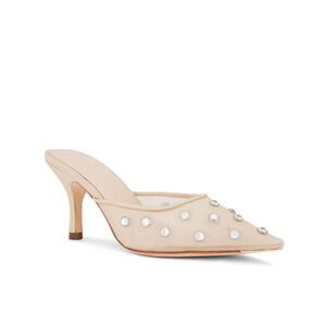 NEW Loeffler Randall Paloma Mules heels shoes Cream rhinestones Revolve 9.5